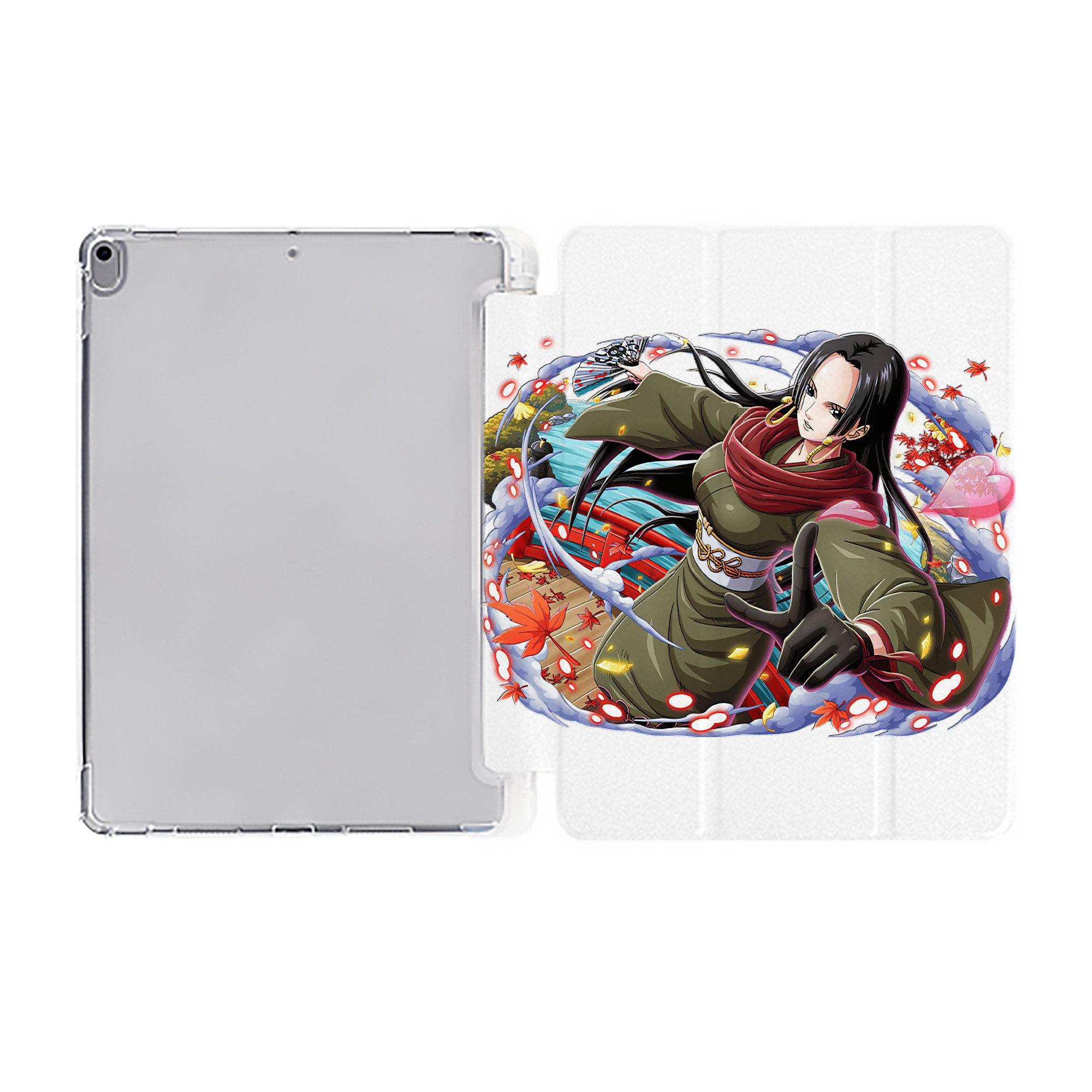 （画像用） ワンピース ボア・ハンコック ONE PIECE Boa·Hancock IPad ケース ペン収納付き 三つ折りスタンド PUレザー×シリコン 対応機種9.5/10.5/10.9インチ